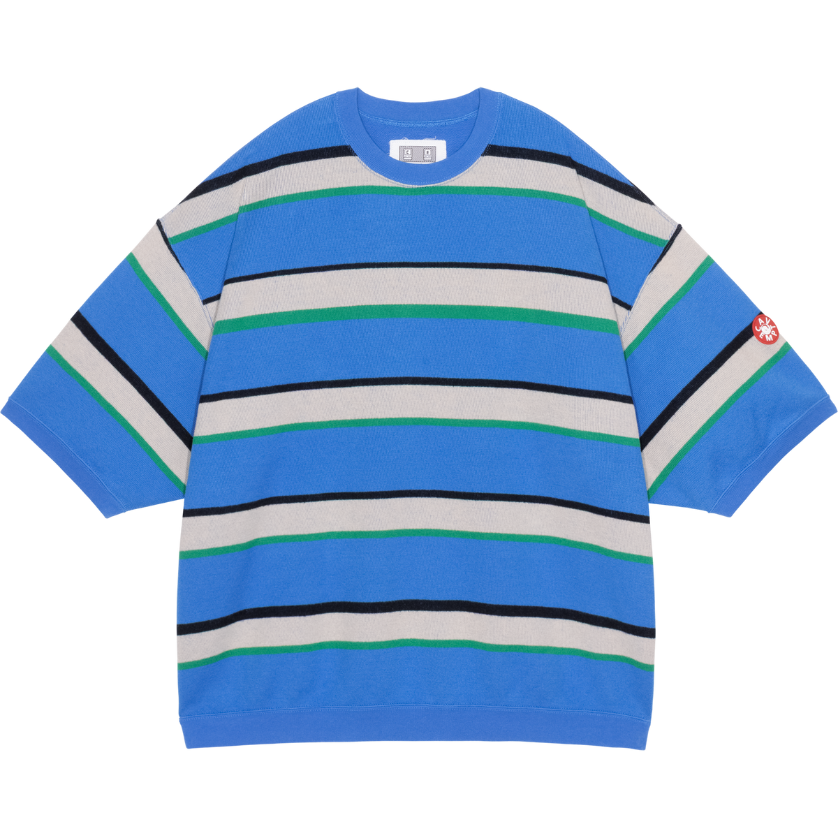 STRIPE DBL KNIT SHORT SLEEVE CREW NECK