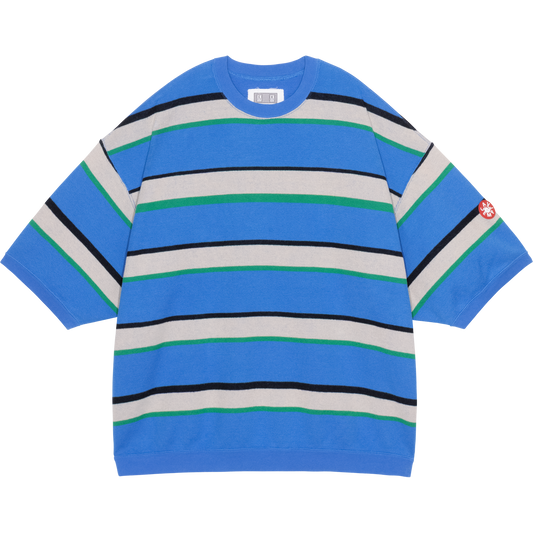 STRIPE DBL KNIT SHORT SLEEVE CREW NECK
