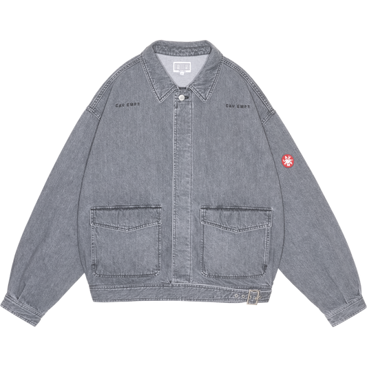WASHED BLACK NEP DENIM BUTTON JACKET