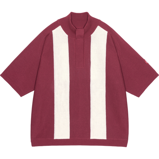 HALF BUTTON UP SHORT SLEEVE KNIT